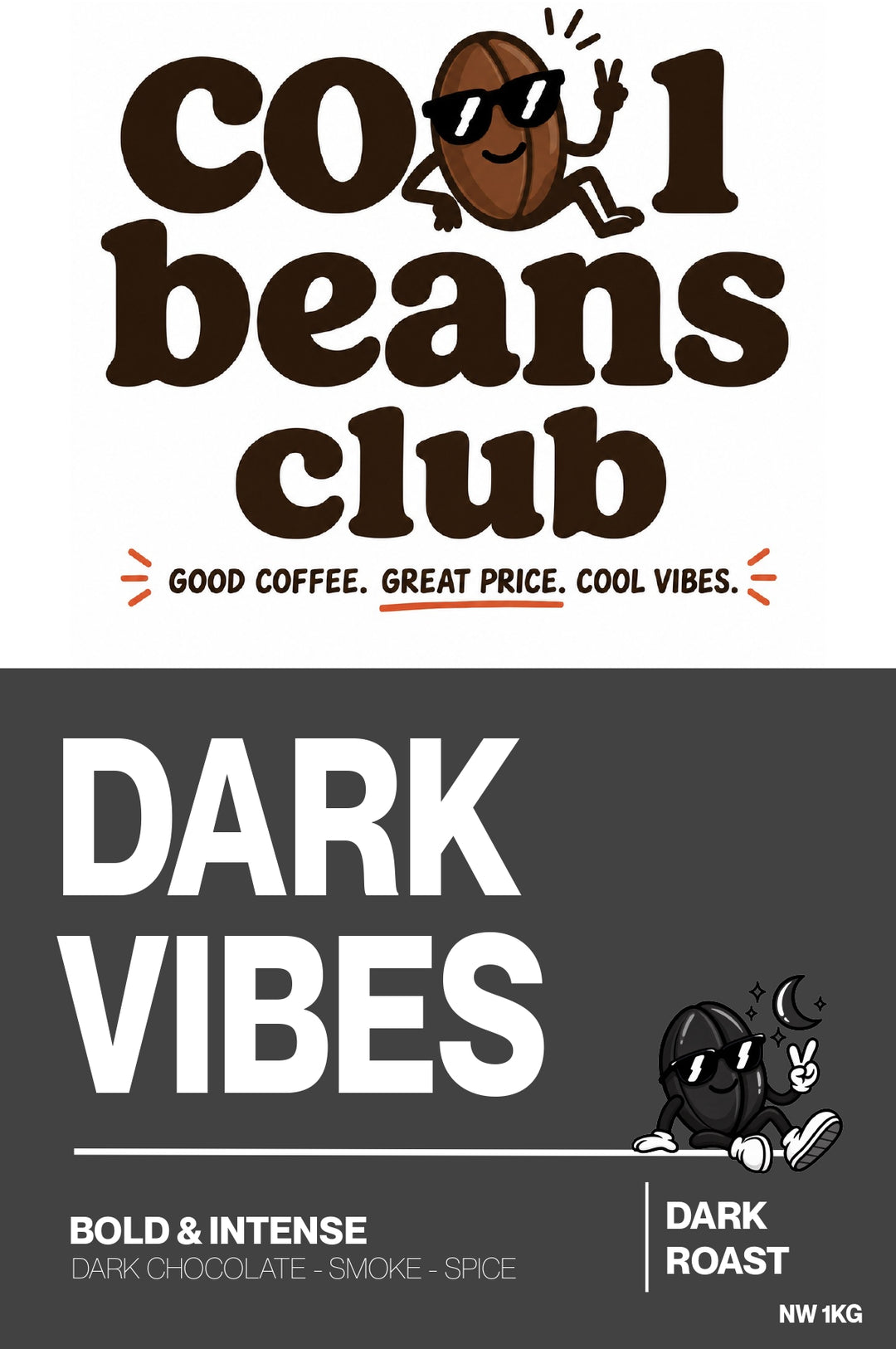 Cool Beans Club Dark Vibes | 1kg Whole Beans